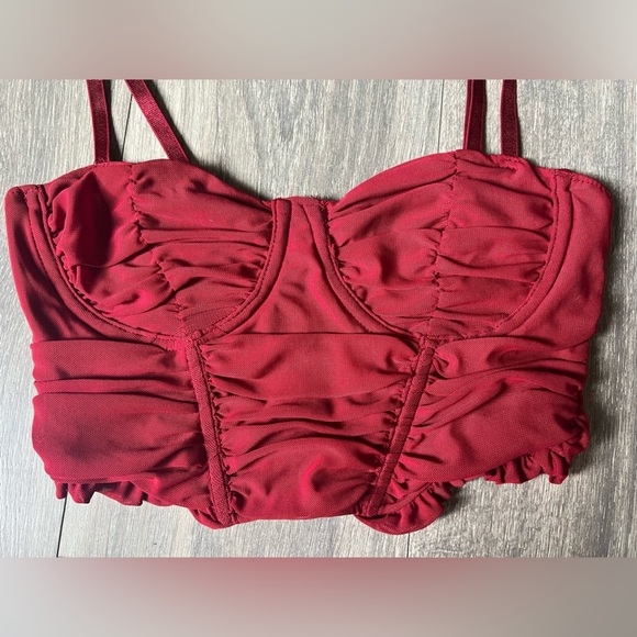 Fashion nova no tease mesh corset top in red. Size S - Picture 7 of 12